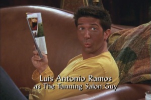 Why tease you with the mental image when I have the actual image right here? Plus, now we're all in the know about who plays the tanning salon guy. We're all the wiser for this.
